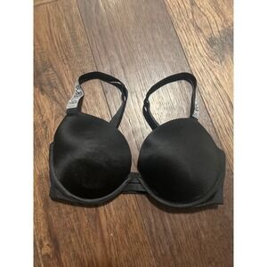 Victoria's Secret Black Bra Rhinestone bling Straps Push Up Underwire Women
30B